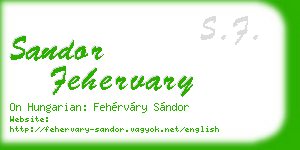 sandor fehervary business card