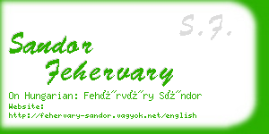 sandor fehervary business card